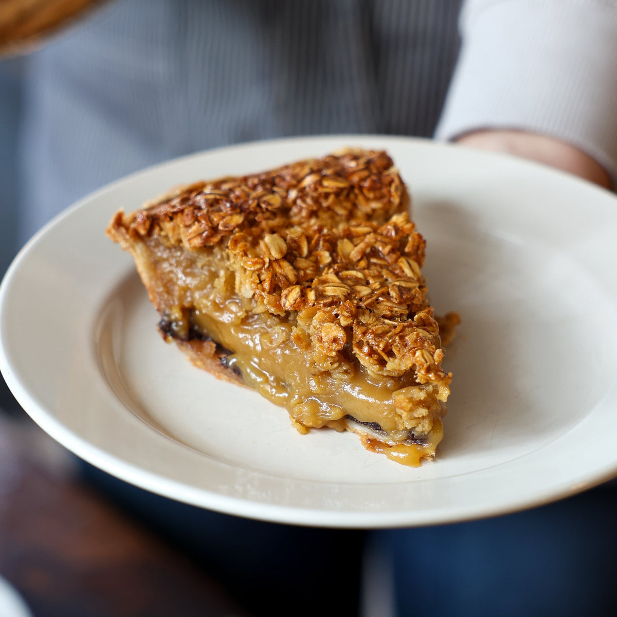 Slice of Black Bottom Oat pie from Four & Twenty Blackbirds