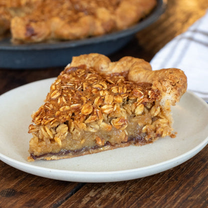 A slice of Black Bottom Oat pie