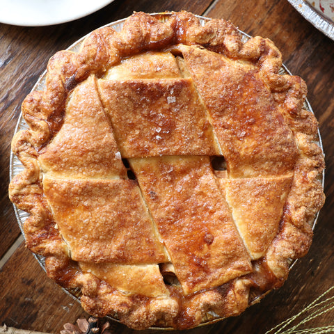 salted caramel apple pie with lattice top